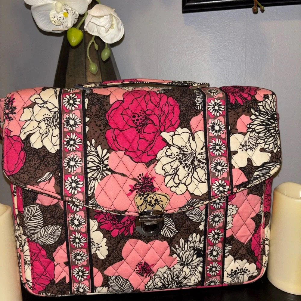 Vera Bradley Pink and Brown Floral Laptop Bag